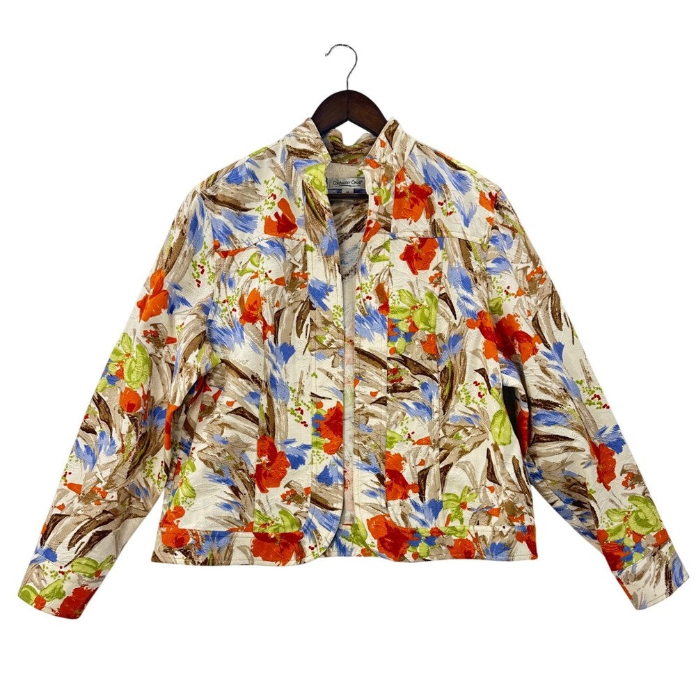 Coldwater Creek Women's Size 16 Floral Jacket Lightweight Casual Open Front